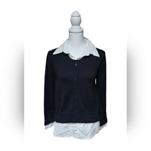 Tomorrows Mother Medium Maternity Black White Collar Long Sleeve Sweater Women's